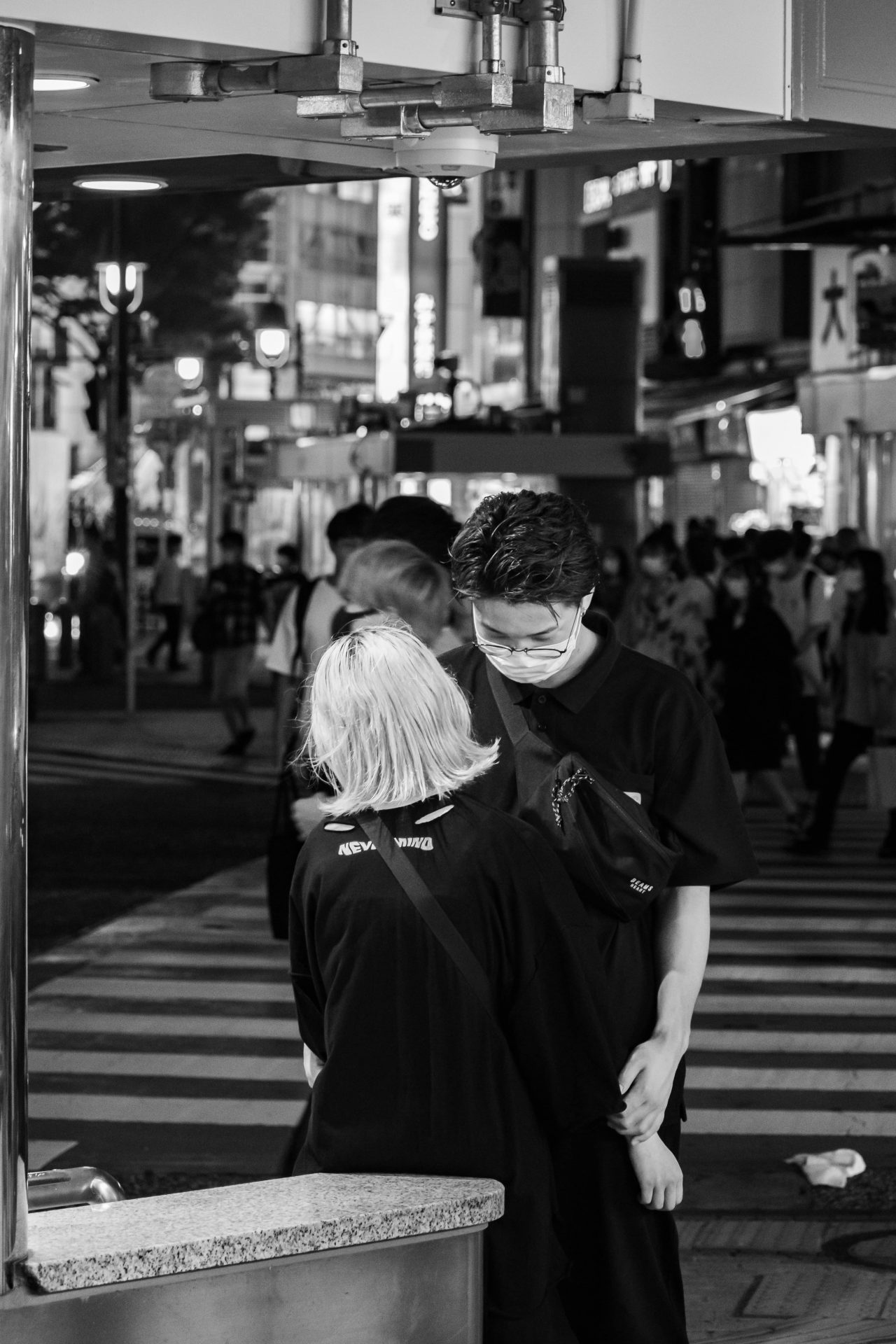 Daily life at Shibuya crossing black and white street photography