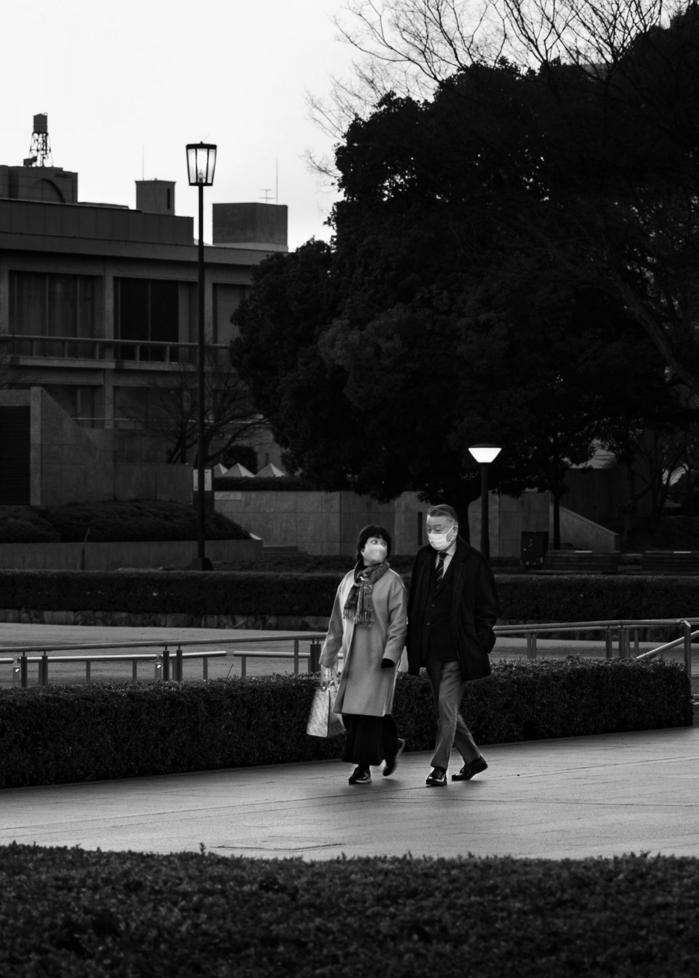 Couple walking in the peace park