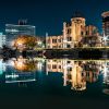 The reflection of the past. A-bomb dome in Hiroshima with the perfect reflection