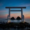 Couple rock behind the Sakurai shrine at the coast