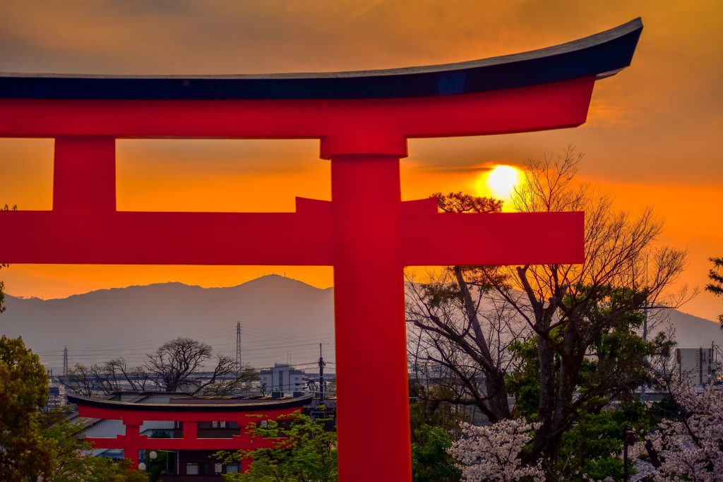 Sunset in Fushi Inari, Kyoto, Japan