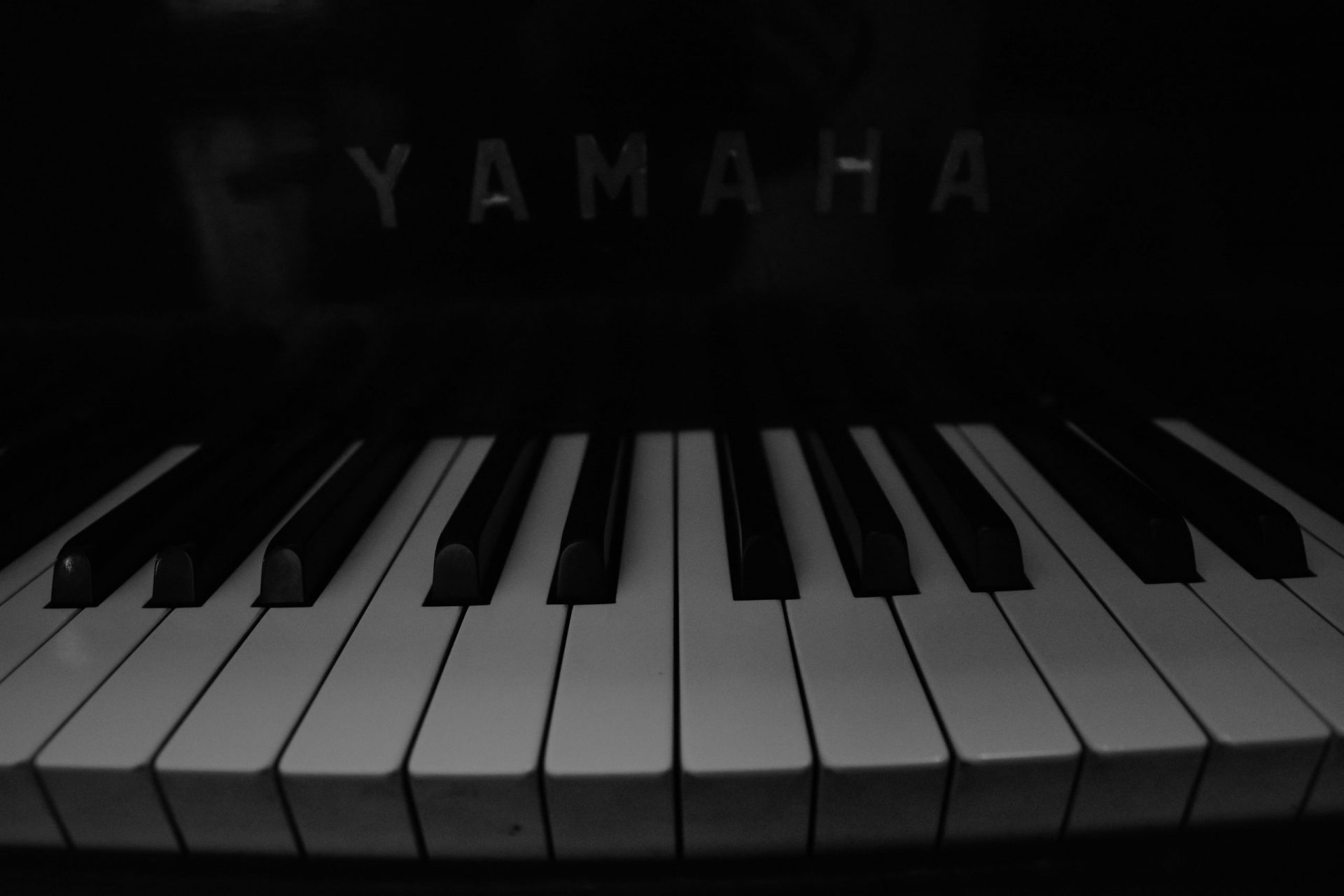 Black and white Yamaha piano